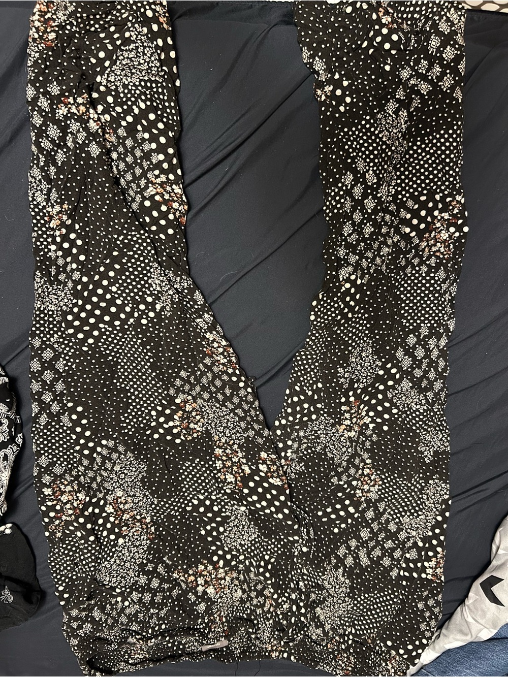 Maurices Black & White Patterned Ankle Jumpsuit with Subtle Rust Accents